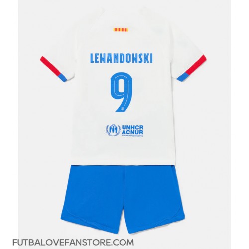 Barcelona Robert Lewandowski #9 Vonkajší Detský futbalový dres 2023-24 Krátky Rukáv (+ trenírky)